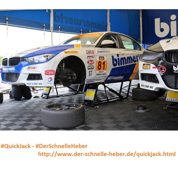 Ein QuickJack - der schnelle Heber - an der Rennstrecke Ein QuickJack - der schnelle Heber - an der Rennstrecke